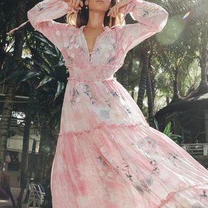 HTF Fillyboo Pink Daisy Island Maxi Dress